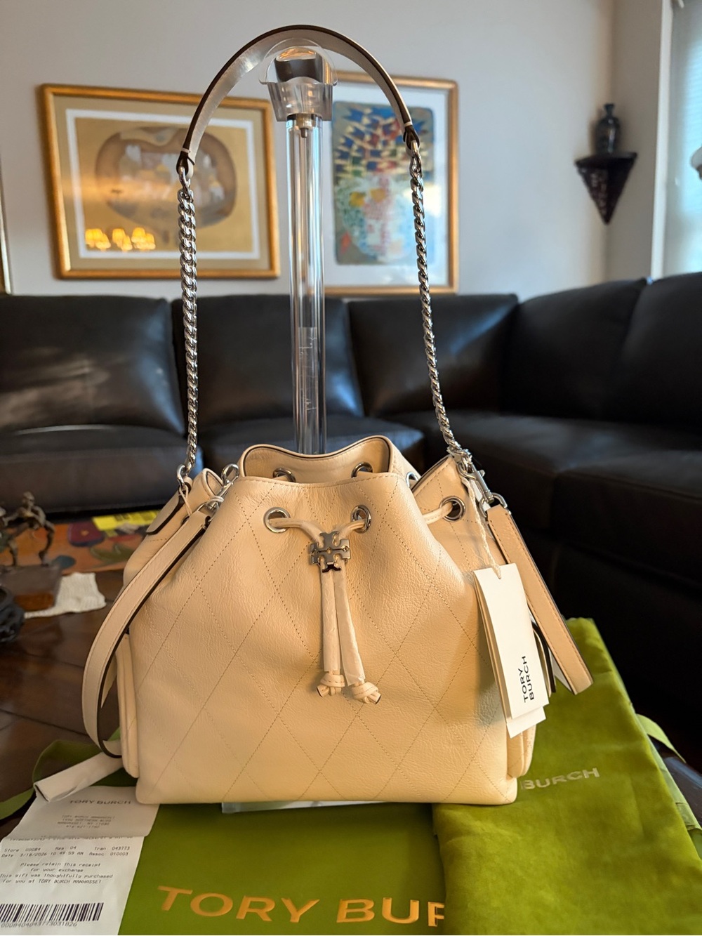 BRAND NEW - COMPLETE BOUTIQUE SET Sold-Out Tory Burch Charlie Bag - Light Cream